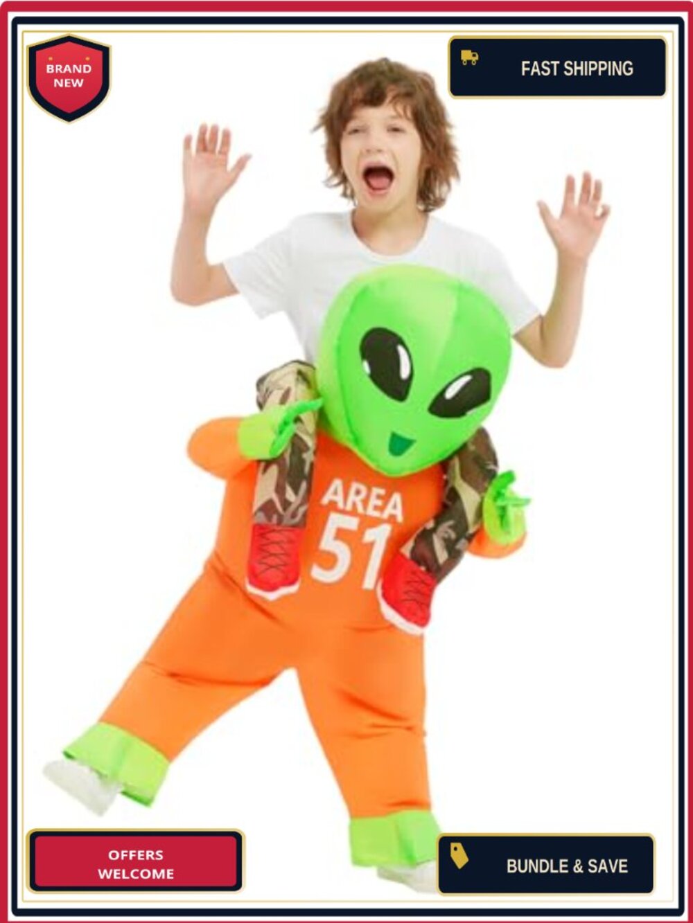 Kids Inflatable Alien Halloween Costume Blow Up Cosplay